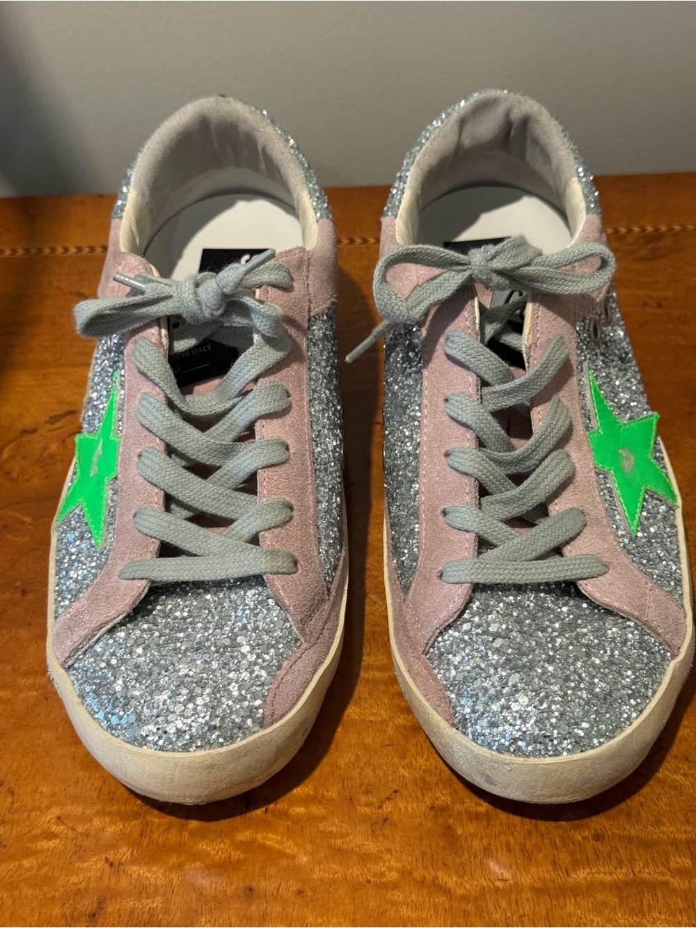 Golden Goose Superstar Sneakers - Silver Glitter/Pink Suede - Size 38-Worn once! - Picture 6 of 8